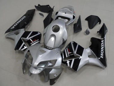 Custom 2005-2006 Honda CBR600RR Motorcycle Fairings - Silver Glossy Black UK