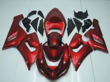 Custom 2005-2006 Kawasaki ZX6R Motorcycle Fairings - Candy Red UK
