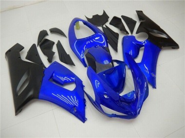 Custom 2005-2006 Kawasaki ZX6R Motorcycle Fairings - Blue Matte Black UK