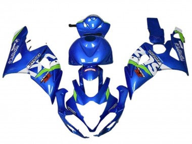 Custom 2005-2006 Suzuki GSXR 1000 Motorcycle Fairings - Blue Green White Motul UK