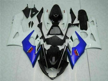 Custom 2005-2006 Suzuki GSXR 1000 Motorcycle Fairing - White Blue Glossy Black UK