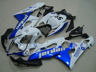 Custom 2005-2006 Suzuki GSXR 1000 Motorcycle Fairings - White Blue Jordan 59 UK