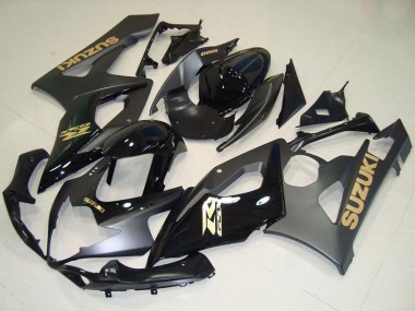 Custom 2005-2006 Suzuki GSXR 1000 Motorcycle Fairings - Glossy Black Matte Black Gold Decal UK