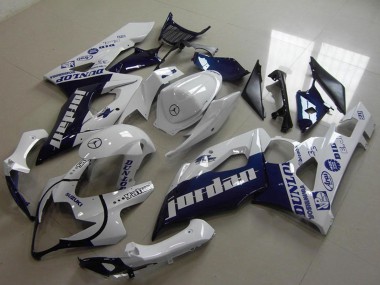 Custom 2005-2006 Suzuki GSXR 1000 Motorcycle Fairings - White Dark Blue Jordan UK