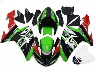 Custom 2006-2007 Kawasaki ZX10R Motorcycle Fairings - Green White Red Black 66 UK