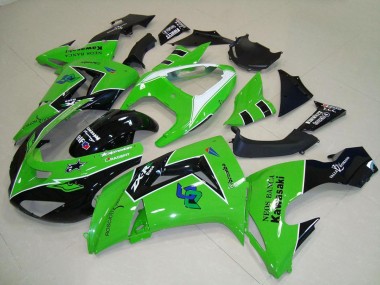 Custom 2006-2007 Kawasaki ZX10R Motorcycle Fairings - Green White Glossy Black UK