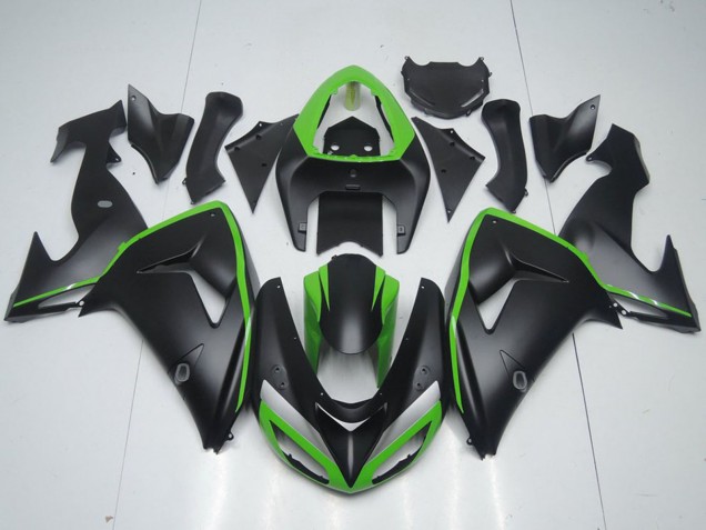 2006-2007 Kawasaki ZX10R Motorcycle Fairing - Green Matte Black UK