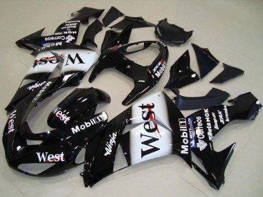 Custom 2006-2007 Kawasaki ZX10R Motorcycle Fairing - Glossy Black White West UK