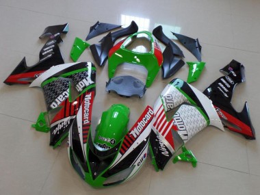 Custom 2006-2007 Kawasaki ZX10R Motorcycle Fairings - Green Red White Black Motorad UK