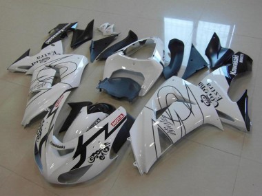 Custom 2006-2007 Kawasaki ZX10R Motorcycle Fairings - White Black Red Motul Corona Extra UK