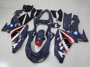 Custom 2006-2007 Kawasaki ZX10R Motorcycle Fairings - Grey White Red Shark UK