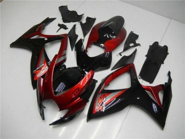 Custom 2006-2007 Suzuki GSXR 600/750 Motorcycle Fairing - Red Glossy Black UK