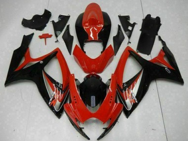 Custom 2006-2007 Suzuki GSXR 600/750 Motorcycle Fairings - Red Glossy Black UK