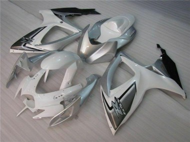 Custom 2006-2007 Suzuki GSXR 600/750 Motorcycle Fairings - White Silver UK