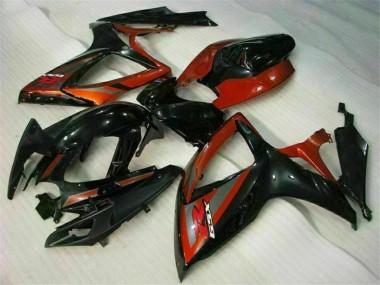 Custom 2006-2007 Suzuki GSXR 600/750 Motorcycle Fairings - Glossy Black Red UK