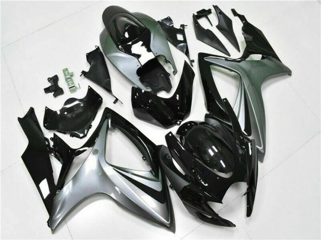2006-2007 Suzuki GSXR 600/750 Motorcycle Fairings - Silver Glossy Black UK