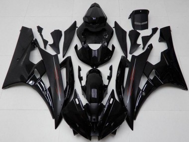 Custom 2006-2007 Yamaha YZF R6 Motorcycle Fairing Kits - Glossy Black Matte Black UK