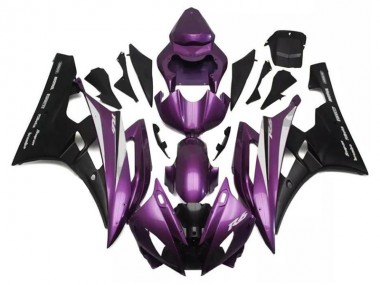 Custom 2006-2007 Yamaha YZF R6 Motorcycle Fairings - Purple Matte Black Santander UK