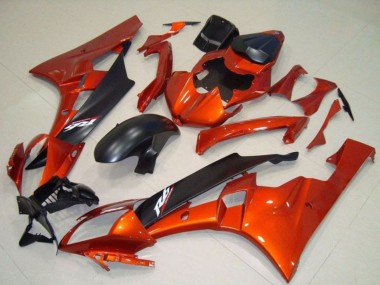 Custom 2006-2007 Yamaha YZF R6 Motorcycle Fairing Kits - Orange Matte Black UK