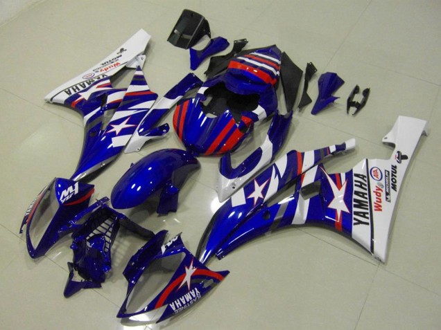 2006-2007 Yamaha YZF R6 Motorcycle Fairings - White Blue Red Motul Michelin UK