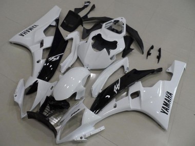 Custom 2006-2007 Yamaha YZF R6 Motorcycle Fairings - White Glossy Black UK