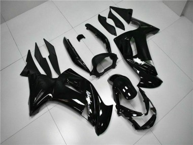 Custom 2006-2008 Kawasaki EX650 Motorcycle Fairings - Glossy Black White UK
