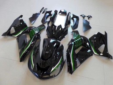 Custom 2006-2011 Kawasaki ZX14R ZZR1400 Motorcycle Fairings - Glossy Black Green Line UK