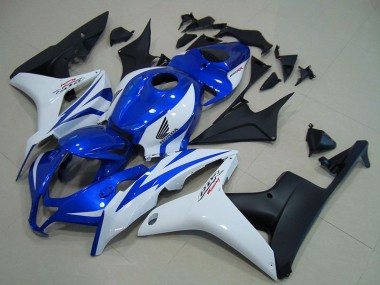 Custom 2007-2008 Honda CBR600RR Motorcycle Fairings - White Blue Matte Black UK