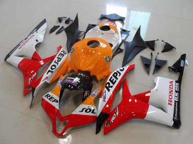 Custom 2007-2008 Honda CBR600RR Motorcycle Fairing Kits - Orange White Red Glossy Black Repsol UK