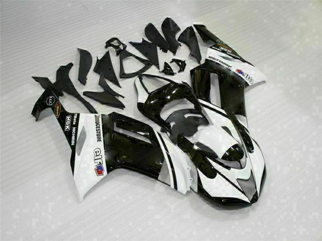2007-2008 Kawasaki ZX6R Motorcycle Fairings - Black White UK