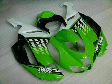 Custom 2007-2008 Kawasaki ZX6R Motorcycle Fairings - Green White Ninja UK