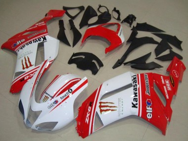 Custom 2007-2008 Kawasaki ZX6R Motorcycle Fairings - Red and White UK