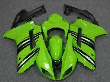Custom 2007-2008 Kawasaki ZX6R Motorcycle Fairing Kits - Green Black UK