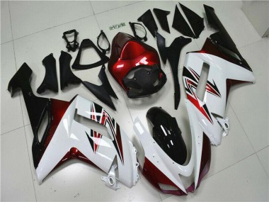Custom 2007-2008 Kawasaki ZX6R Motorcycle Fairings - White Black Red UK