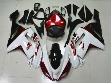 Custom 2007-2008 Kawasaki ZX6R Motorcycle Fairings - White Black Red UK