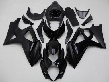 Custom 2007-2008 Suzuki GSXR 1000 Motorcycle Fairings - Glossy Black Matte Black No Decal UK
