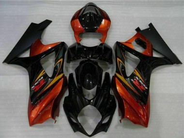 Custom 2007-2008 Suzuki GSXR 1000 Motorcycle Fairings - Black Orange UK