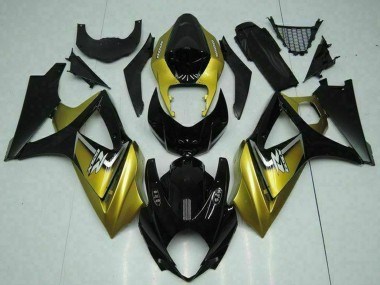 Custom 2007-2008 Suzuki GSXR 1000 Motorcycle Fairings - Gold Glossy Black Silver Decal UK