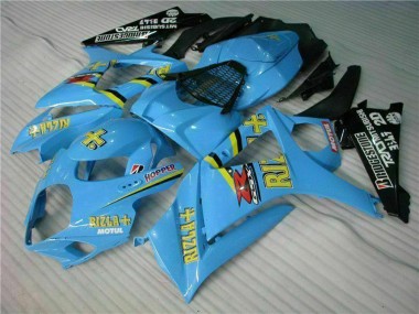 Custom 2007-2008 Suzuki GSXR 1000 Motorcycle Fairing Kits - Blue Gold Black Rizla UK