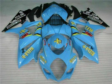 Custom 2007-2008 Suzuki GSXR 1000 Motorcycle Fairing Kits - Blue Gold Black Rizla UK