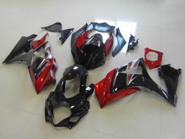 Custom 2007-2008 Suzuki GSXR 1000 Motorcycle Fairings - Red Glossy Black No Decal UK