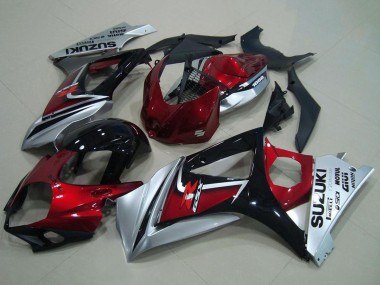 Custom 2007-2008 Suzuki GSXR 1000 Motorcycle Fairing - Red Silver Glossy Black UK