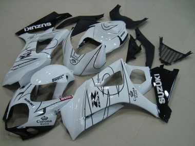 Custom 2007-2008 Suzuki GSXR 1000 Motorcycle Fairings - White Black Corona UK