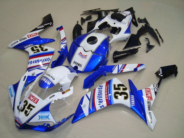 2007-2008 Yamaha YZF R1 Motorcycle Fairings - White Blue Red Black Volvo Sterilgarda Yamalube Fimer 35 UK