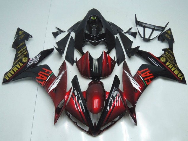 2007-2008 Yamaha YZF R1 Motorcycle Fairings - Maroon Red Black Fiat UK