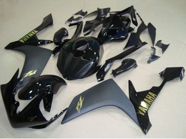 Custom 2007-2008 Yamaha YZF R1 Motorcycle Fairings - Glossy Black Matte Black Gold UK