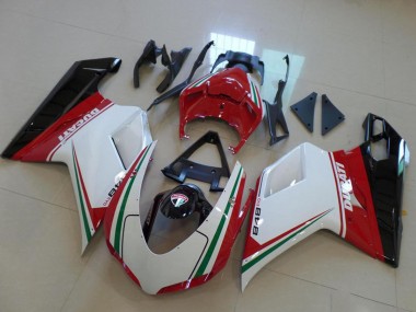 Custom 2007-2014 Ducati 848 Motorcycle Fairing - White Red Green Glossy Black UK