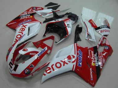 Custom 2007-2014 Ducati 848 1098 1198 Motorcycle Fairing - White Red Glossy Black Valsir Xerox OEM Style 21 UK