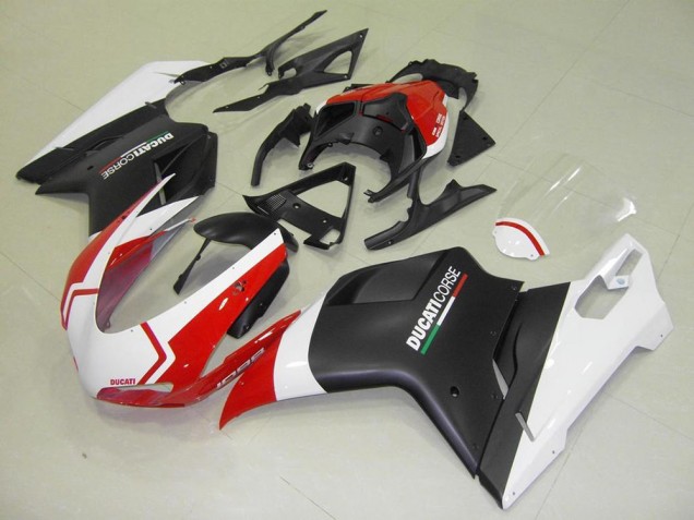2007-2014 Ducati 1098 Motorcycle Fairings - White Red Matte Black Corse UK