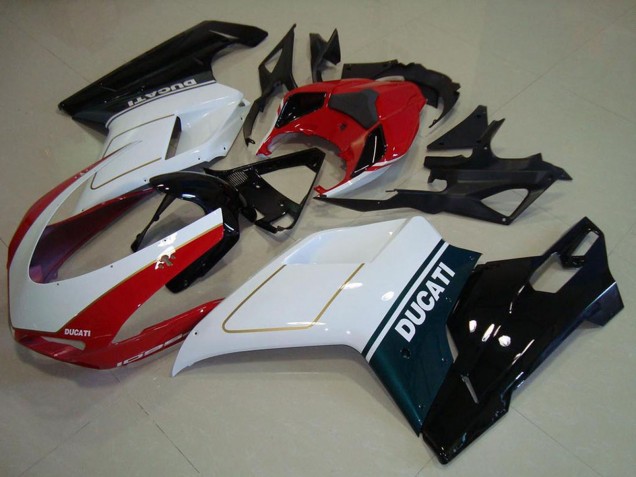 2007-2014 Ducati 1098 Motorcycle Fairing - White Red Glossy Black UK